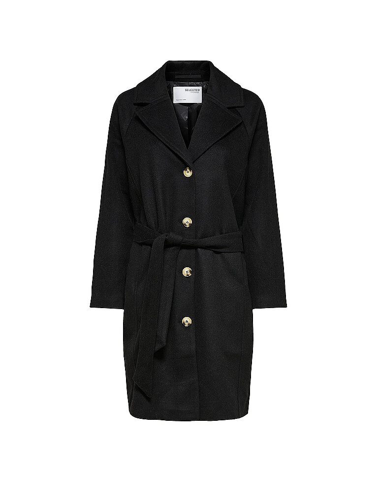 SELECTED CURVE Wollmantel schwarz | 46